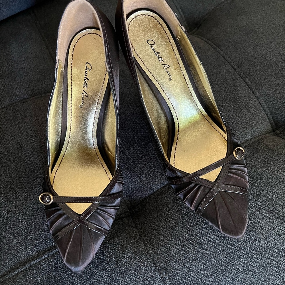 Charlotte Russe Brown Heels with Ruched Detail